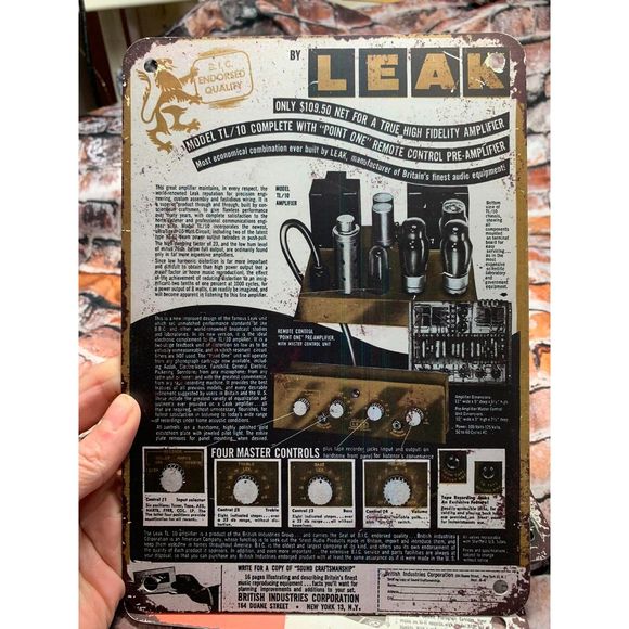 Vintage Hi-Fi Leak Tube Amplifier 10 x 7 Metal Signs Advertising Audiophile EUC - Picture 1 of 1